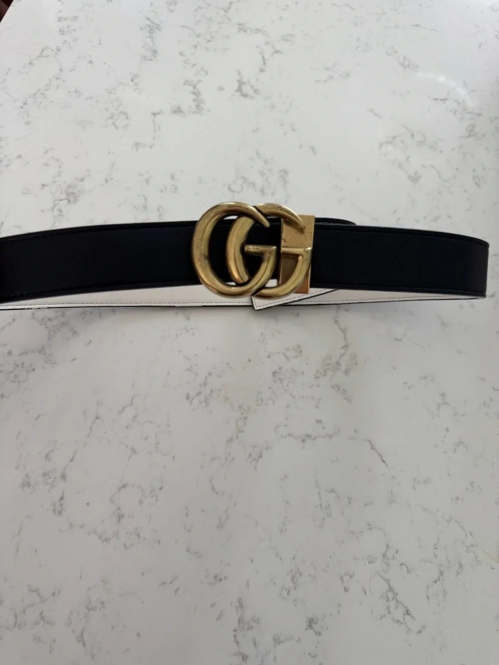 Gucci Black Leather Belt with Gold Double G Buckle